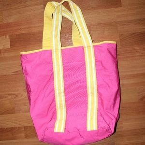 Beach Tote Bag Pink Rope Straps Open Shoulder Bag